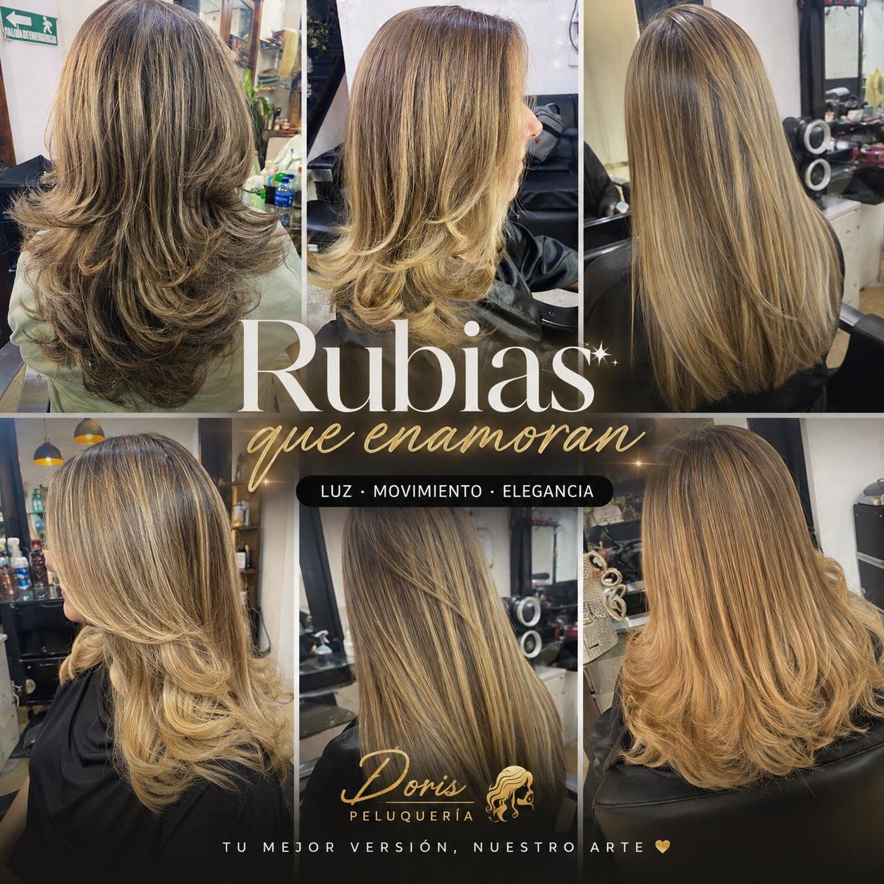 Collage 'Rubias que enamoran' con seis trabajos de rubio del salón